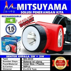 Mitsuyama High Power Headlamp Lampu Senter Kepala 2in1 Rechargeable Serbaguna Tahan 15 Jam - Warna RANDOM