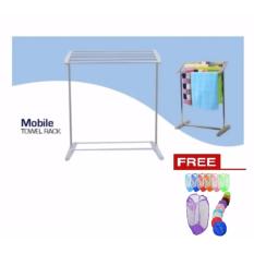Mobile Towel Rack - Rak Jemuran Handuk Serbaguna + Free Keranjang Baju Kotor