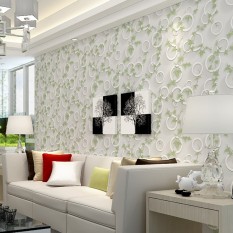 Modern 3D Minimalis Wallpaper Ruang Tamu Kamar Tidur TV Backdrop Blanket Wallpaper Hijau Daun Striped Lingkaran-Intl