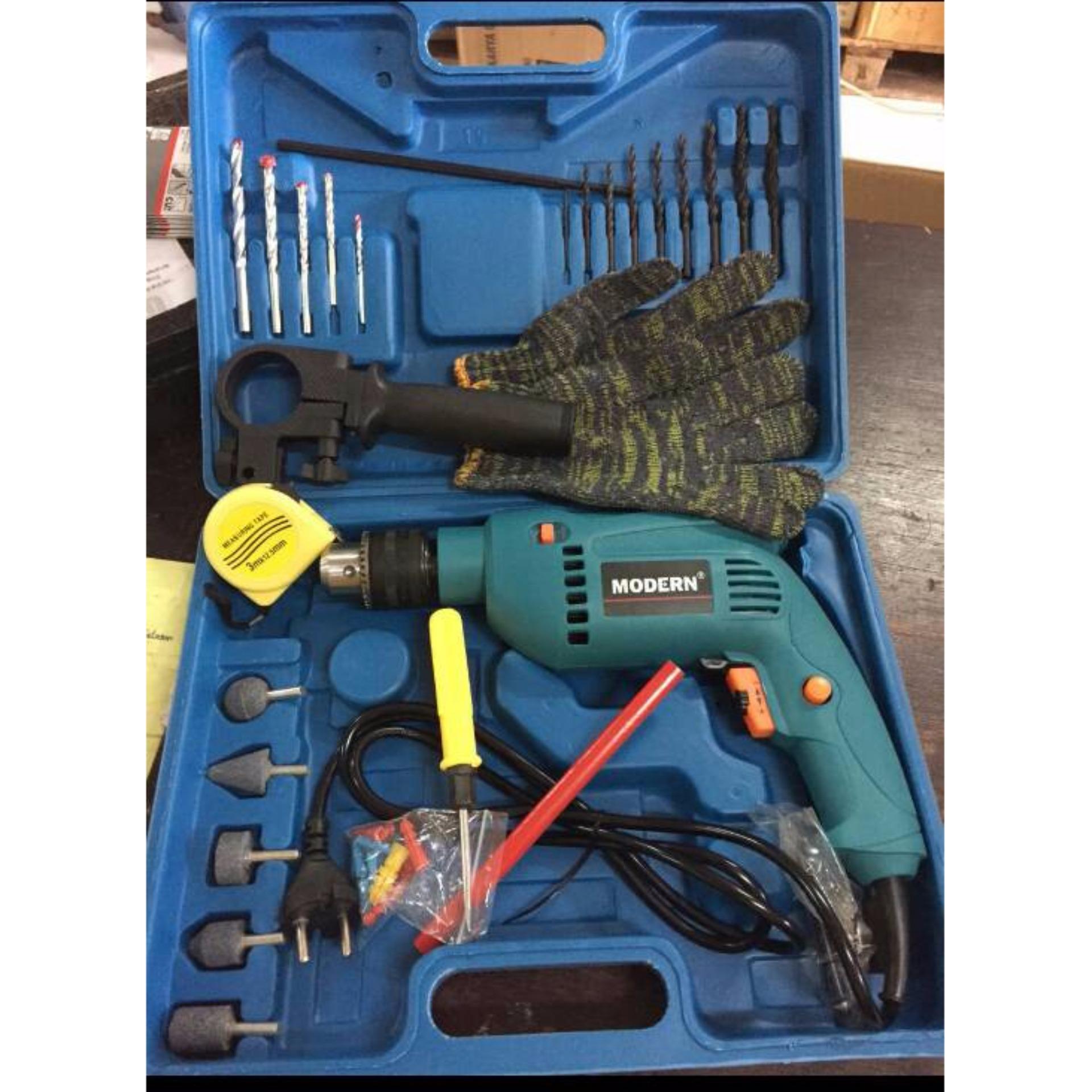 Modern Mesin Bor 13mm Koper set M-2130B (Paket Mata bor set, Fisher, Gerinda Osco, dll) 