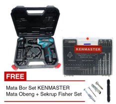 MODERN Mesin Bor Baterai M-12v + Mata Bor Set KENMASTER + Mata Obeng + Sekrup
