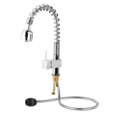 Modern Monobloc Dapur Keran Putar Sigi Semprot Mixer Chrome Brushed Keran-Internasional