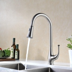 Modern Sigi Semprot Single Handle Dapur Wastafel Keran Putar Bilas Spout Shower Keran Panas dan Dingin Mixer Faucet untuk Dapur/Kamar Mandi, Dipoles Chrome Kuningan Tubuh-Intl