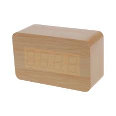 Modern Wooden Wood USB/AAA Digital LED Alarm Clock Calendar Thermometer New