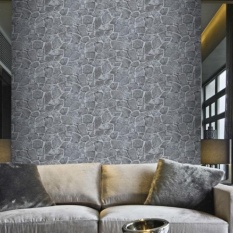 Moonar Vintage 45*100 Cm Biru Fort Pola Batu Self Adhesive Tahan Air Stiker Dinding untuk Kamar Tidur Ruang Tamu Dapur furniture Dekorasi-Intl