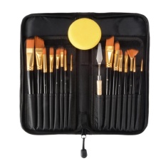 MStore 15 Pcs Cat Profesional Bru Set Artis Nilon Bru Setfor Akrilik Minyak Lukisan Cat Air W/Tas Penyimpanan Ac790 -Intl