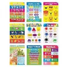 MStore Pendidikan Prasekolah Poster untuk Balita dan Anak-anak Cocok untuk Anak-anak Prasekolah & Amp; TK Classroo Mengajarkan Huruf Alfabet Bilangan Cuaca Hari Kami Emosi Bulan Dalam Setahun dan Lainnya-Intl