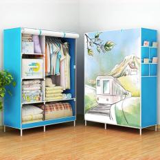 Murah Meriah 07 TRAIN Multifunction Wardrobe With Cover Lemari Pakaian Rak Pakaian