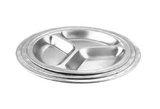 Jamur Stainless Steel Meja Terbagi Piring Makan Tableware-3 Kompartemen