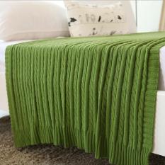 New 2016 Solid Color Throw Blanket Cotton Knitted Thread Blankets Washable Manta Spring Autumn Sofa Blanket Cobertor ( Green ) 110x180cm - intl