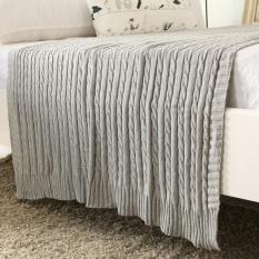 New 2016 Solid Color Throw Blanket Cotton Knitted Thread Blankets Washable Manta Spring Autumn Sofa Blanket Cobertor ( Heather Grey ) 110x180cm - intl