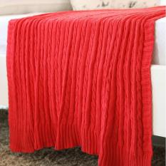 New 2016 Solid Color Throw Blanket Cotton Knitted Thread Blankets Washable Manta Spring Autumn Sofa Blanket Cobertor ( Red ) 110x180cm - intl