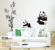 Baru Hitam Giant 100*90 Cm Panda Bambu Dinding Stiker Living Room TV Dinding Sofa Removable Home Sticker Dinding Sticker Art AY9051-Intl