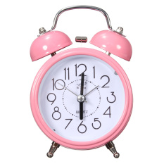 New Classic Double Diam Bel Alarm Jam QUARTZ Malam Di Samping Tempat Tidur Cahaya Merah Muda