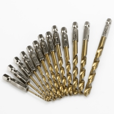 Baru Baja Kecepatan Tinggi 13 Pcs Titanium Dilapisi Bor Bit Set Hex Shank 1.5-6.5mm Kayu Alat Plastik Set