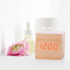 New Modern Wooden Wood Digital LED Desk Alarm Clock Thermometer Timer Calendar - intl