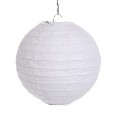 Baru Round Lampion Kertas Lampu Pesta Ulang Tahun Pernikahan Dekoratif Lentera Acara Besar (putih)-Intl