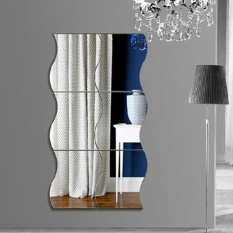 Newworldmall Perlengkapan Dekorasi Rumah 6 Pcs/set 3D DIY Wave Kombinasi Cermin Dinding Stiker TV Dinding Dekorasi Rumah-Internasional
