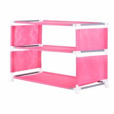 NINE BOX - Rak Sepatu Minimalis 3 susun/Rak sepatu portable/Rak serbaguna 3 susun - W3 PINK