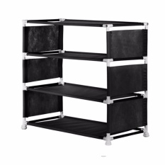 NINE BOX - Rak Sepatu Minimalis 4 susun/Rak sepatu portable/Rak serbaguna 4 susun - W4 HITAM