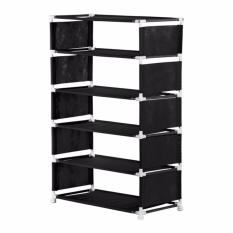 NINE BOX - Rak Sepatu Minimalis 6 susun/Rak sepatu portable/Rak serbaguna 6 susun - W6 HITAM