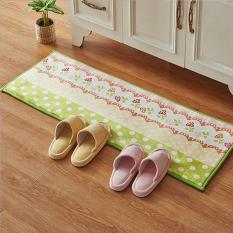 Non-Slip Flanel Panjang Lantai Dapur Tikar Dicuci Pakaian Kaki Samping Kasur Gaya Pedesaan Menyerap Air Karpet untuk Ruang Tidur Kamar Mandi 45X180 Cm- internasional