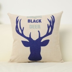 Nordic IKEA linen letter elk pillow sofa pillow containing core Linen bed cushion cover car waist Cushion