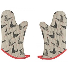 Sekarang Designs Basic Oven Mitt, Set Dua, Chicken Scratch-Intl