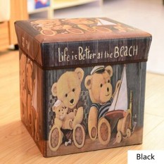Ocean New Retro Kotak Penyimpanan Multi-fungsi Penyimpanan Folding Stool Sepatu Penggantian Stool-Intl