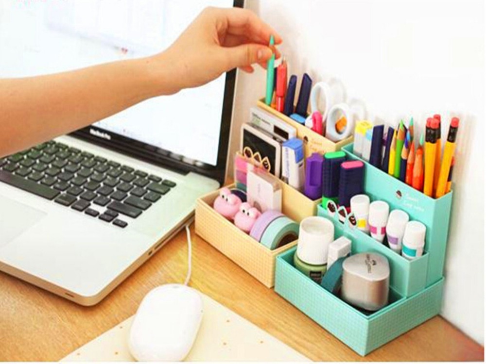Kantor Powder Box DIY Make Up Organizer Box Meja Decor Stationery Kotak Kosmetik Penyimpanan Box Free Shipping (...) -Intl