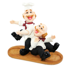 OHOME Pajangan 3D Vintage Keramik Poly Stone 2 Chefs Cooks Patung Hadiah Kado Decor - EV-SP-2406