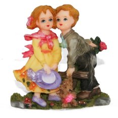 OHOME Pajangan 3D Vintage Keramik Poly Stone Boy Girl Patung Hadiah Kado Decor - EV-SP-3935-B