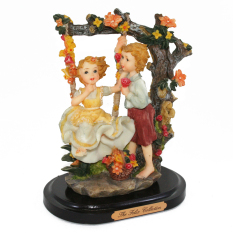 OHOME Pajangan 3D Vintage Keramik Poly Stone Boy Girl Swing Patung Hadiah Kado Decor - EV-SP-3828