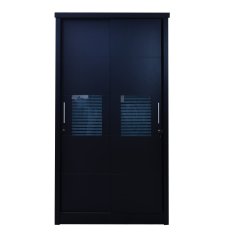 OLC Lemari Pakaian Benton 2 Sliding Door - Hitam - Khusus Jabodetabek