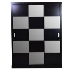 OLC Lemari Pakaian Havana Chess 3 Sliding Door - Hitam - Khusus Jabodetabek