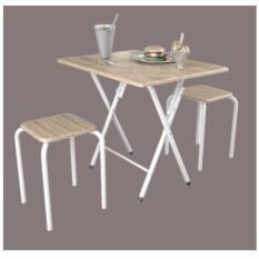Orbitrend Dining / Breakfast Set Meja Lipat dan 2 Kursi Sonoma White Gloss - Jakarta Tangerang Only