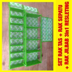 Organizer Bag Set 3In1 Rak Tas Rak Sepatu Rak Jilbab Hjo Hbo Hso Resleting Z0161A