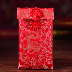 Oriental Style Brokat Merah Tua Festival Musim Semi Gelang Rajutan Tas Kantong