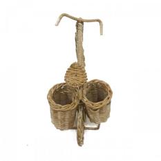 Original Indonesian Handmade Rattancraft - Kerajinan Tangan Rotan Natural - Sepeda Keranjang Kangkung 20 x 19 x 11cm