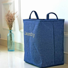Mimosifolia Kolam taman piknik keranjang penyimpanan lipat sampah kamar mandi dengan batu arsip kotak penyimpanan untuk pakaian rak keranjang Laundry keranjang kotak mainan Denim biru