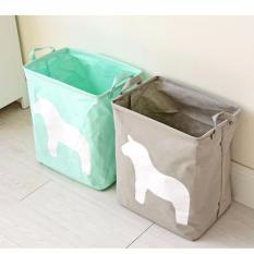 Mimosifolia Kolam taman piknik keranjang penyimpanan lipat sampah kamar mandi dengan batu arsip kotak penyimpanan untuk pakaian rak keranjang Laundry keranjang kotak mainan kuda abu-abu 1 buah - International