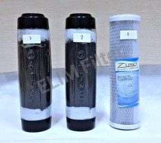 ELIM Filter - Paket 3 Catridge Filter Air Sumur Zat Besi Tinggi 10 inch (Manganese, Ferolite, CTO)