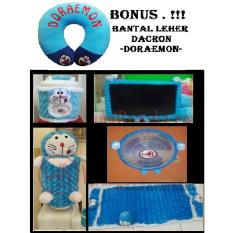 Paket Hemat 5 in 1 DORAEMON Biru ( Sarung MEJIKOM , Sarung GALON , Bando KIPAS , Bando TV , Sarung KULKAS) Berkualitas + BONUS BANTAL LEHER
