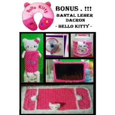 Paket Hemat 5 in 1 HELLO KITTY Pink ( Sarung MEJIKOM , Sarung GALON , Bando KIPAS , Bando TV , Sarung KULKAS) Berkualitas + BONUS BANTAL LEHER