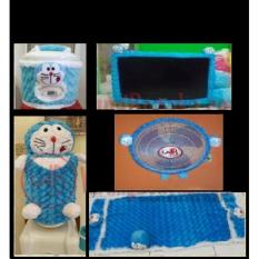 PAKET Hemat Home Set 5 In 1 ( Sarung Galon, Kulkas, Mejikom, Tv, Kipas) Karakter Animasi BIRU Berkualitas..