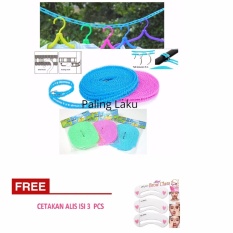 Paling Laku Tali Jemuran 5 meter Serbaguna - Baju Handuk Hanger - Gantungan Baju Multi Colour + Mini Cetakan Alis Brow Class - Putih