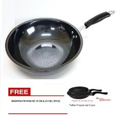 Paling Laku Wok nano steel anti lengket + Free maspion Frypan set 2 pcs 18 cm dan 23 cm