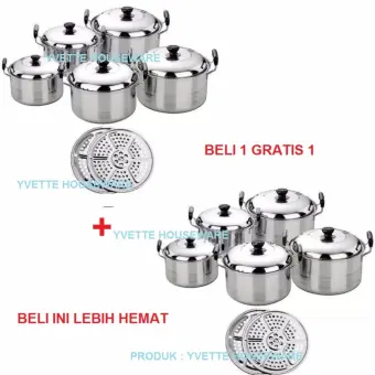 Panci Kingko 5 Pcs America High Pots + Steamer /Kukusan - Beli 1 GRATIS 1