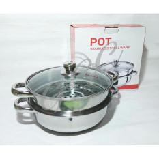 Panci steamer 2 Tingkat / Panci Kukus 2 Susun Serbaguna Stainless Steel Steamer Pot - 28cm