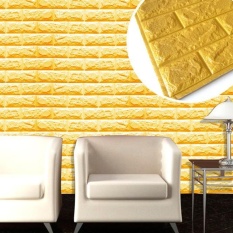 PE Busa 3D Wallpaper DIY Wall Stiker Dekorasi Dinding Batu Bata Timbal Emas-Intl